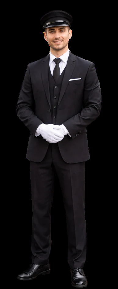 Airportmove chauffeur in uniform ready for airport transfer